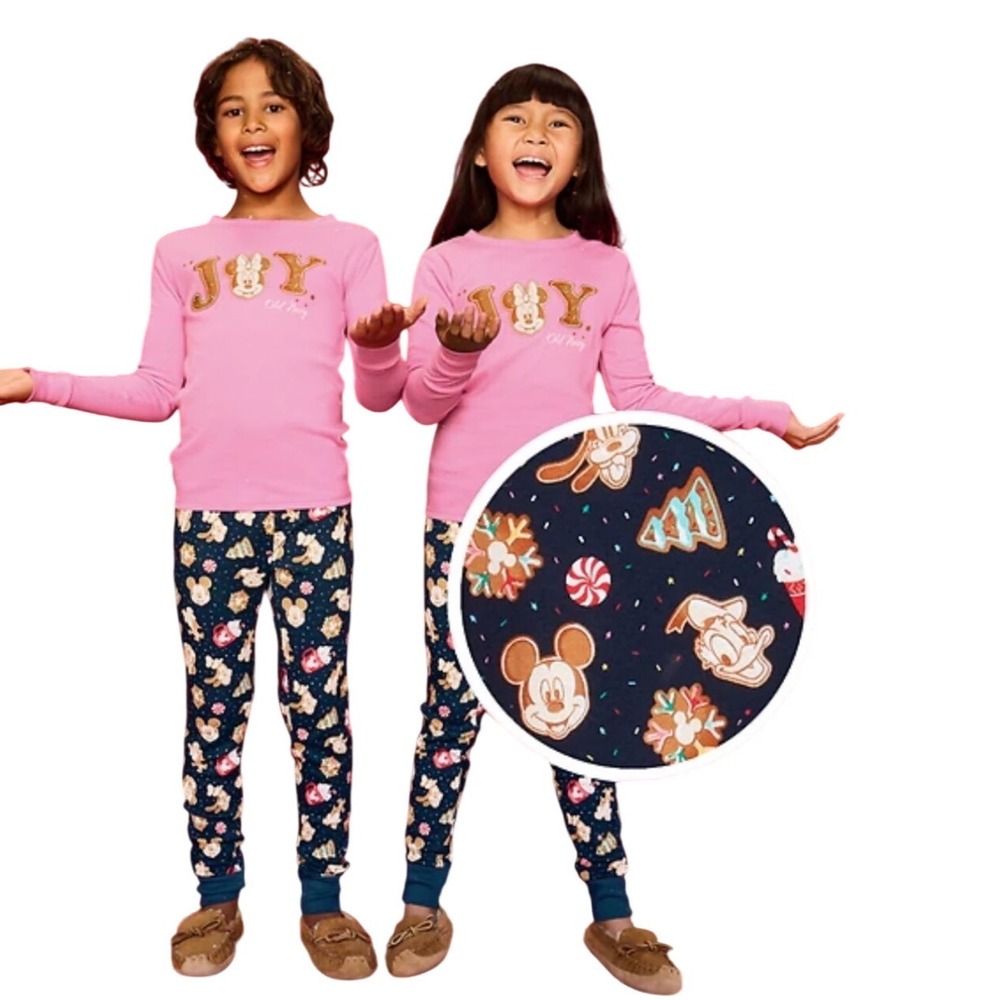 Old Navy Disney Girls Pink Joy Minnie Mouse‎ Gingerbread Holiday Pajama Set L 10